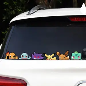 Pokemon Pikachu Gengar Car Sticker Electric Motorcycle Sticker Cartoon Cute Scratch Cover Rear Window Decoration Sticker