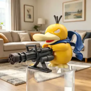 9cm Pokemon Cartoon Adorable Gatling Gun Psyduck Standing Posture Realistic Figure Collection Model Ornament Desktop Decor Gifts